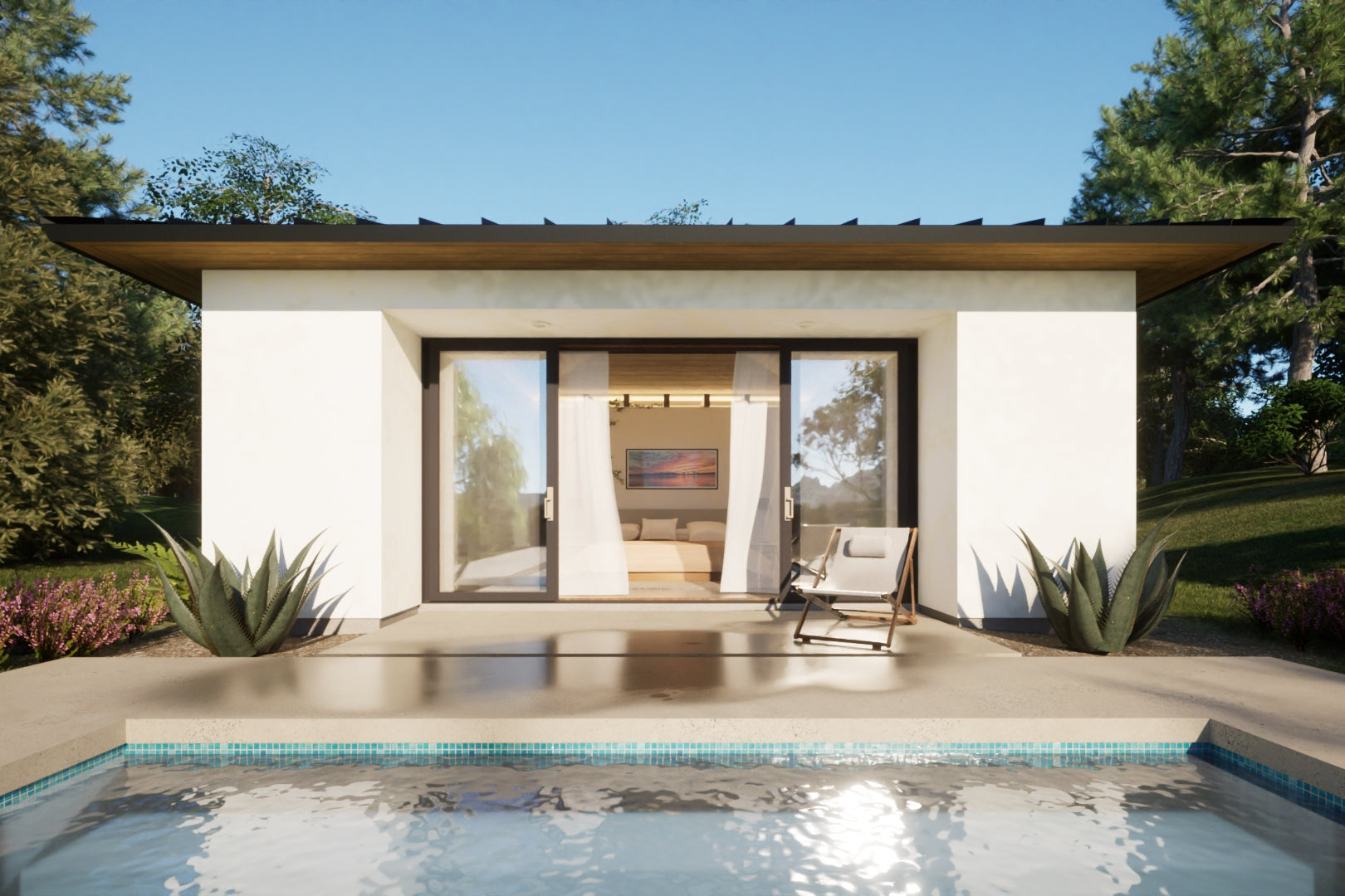 guest house pool cabana front entry