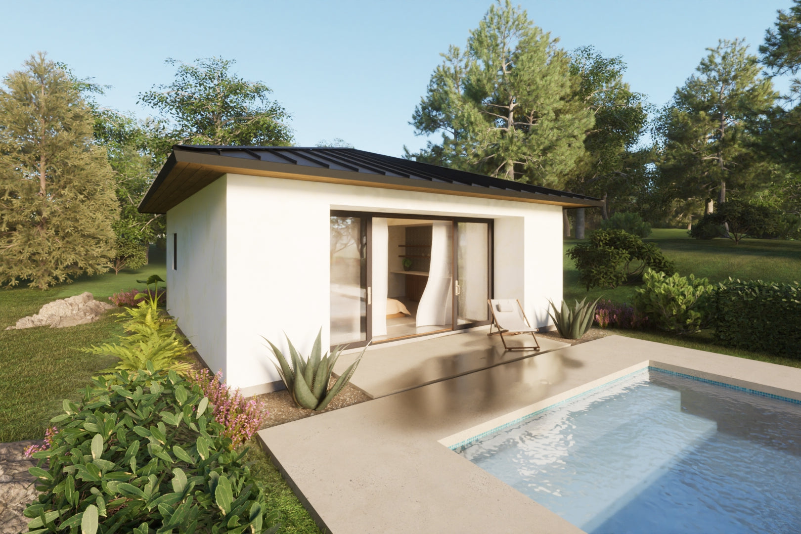 guest house pool cabana front perspective