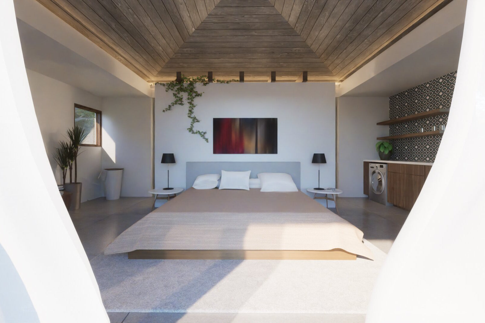 guest house pool cabana entry perspective