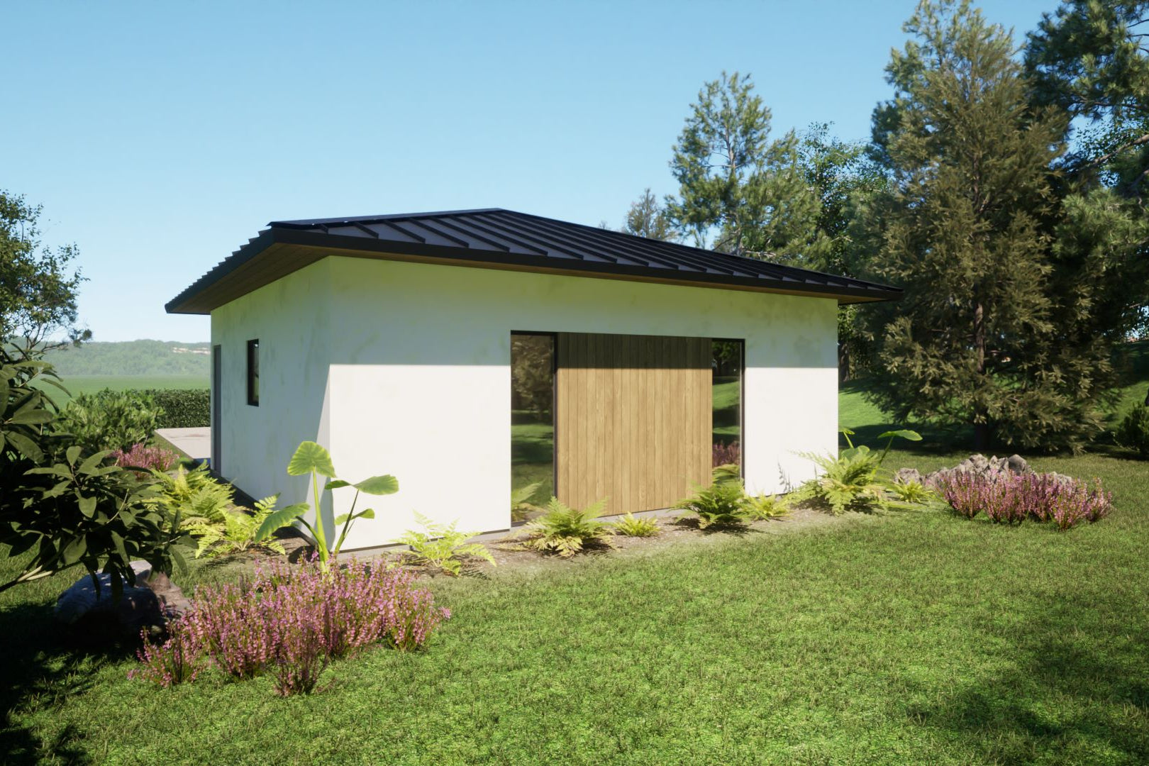 guest house pool cabana rear exterior perspective