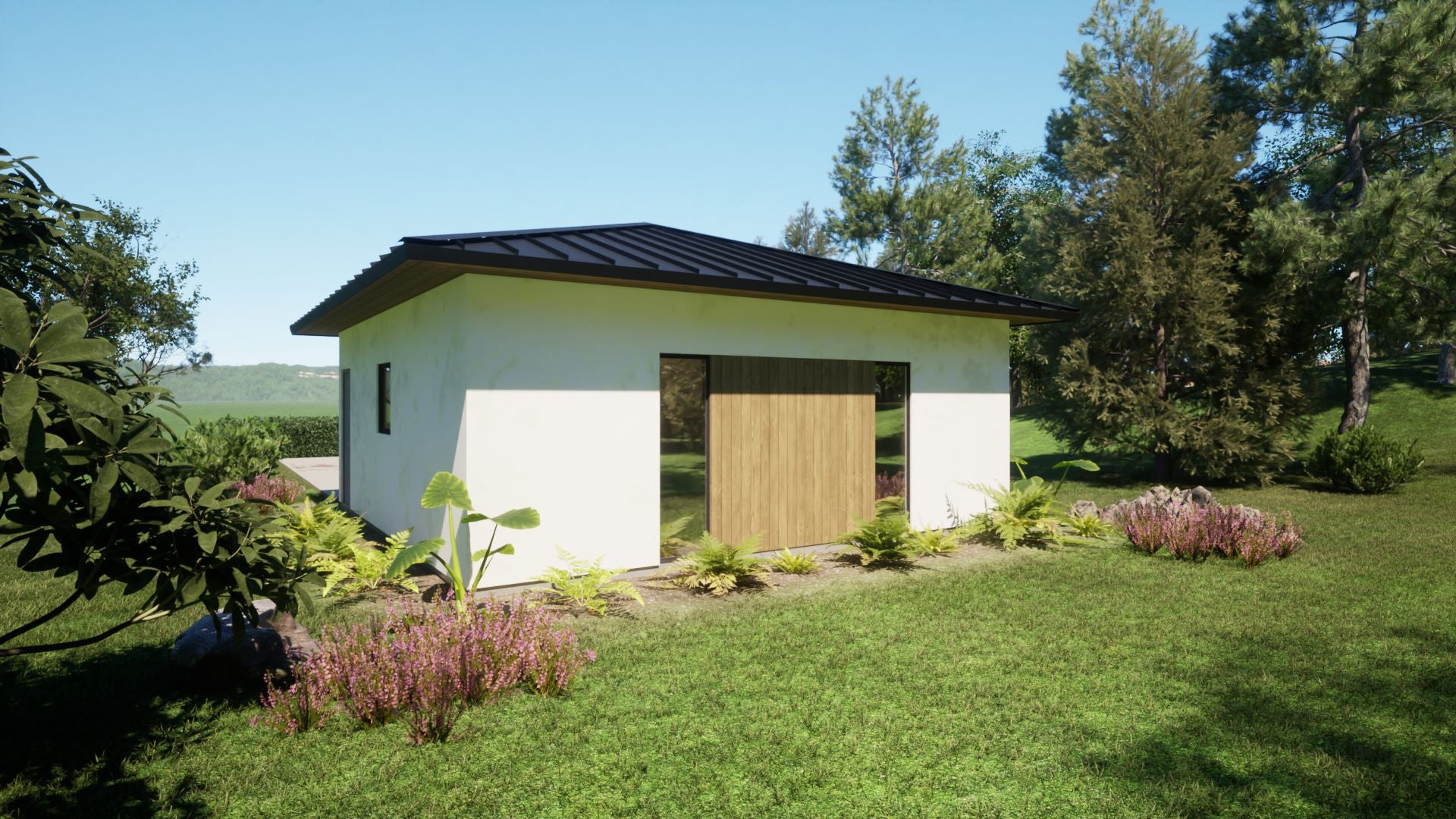 guest house pool cabana rear exterior perspective